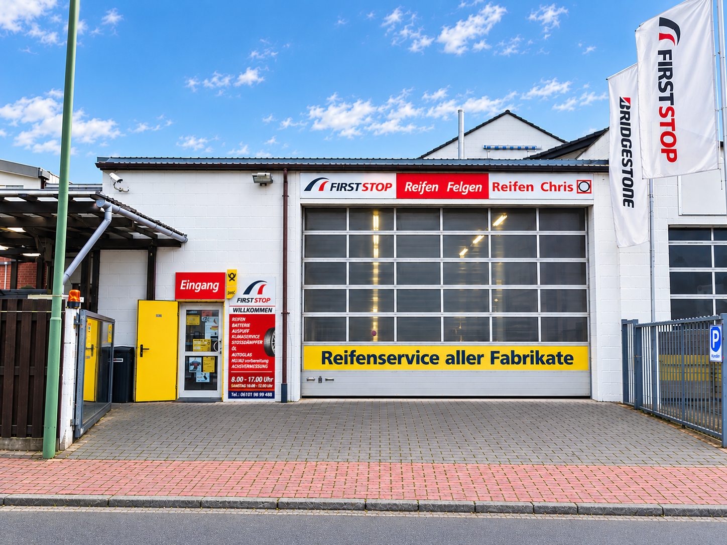 Geschäftsfront von Reifen Chris in der Eibenstraße 17, Bad Vilbel